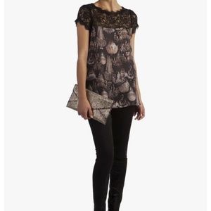 Ted baker silk and lace black chandelier top sz small / 1